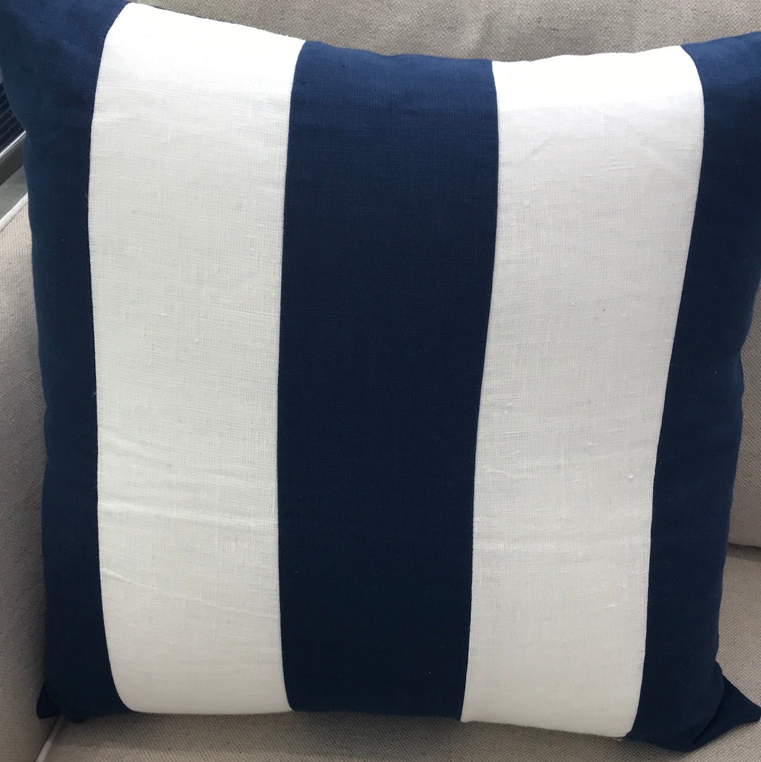 Linen Stipe Navy Cushion