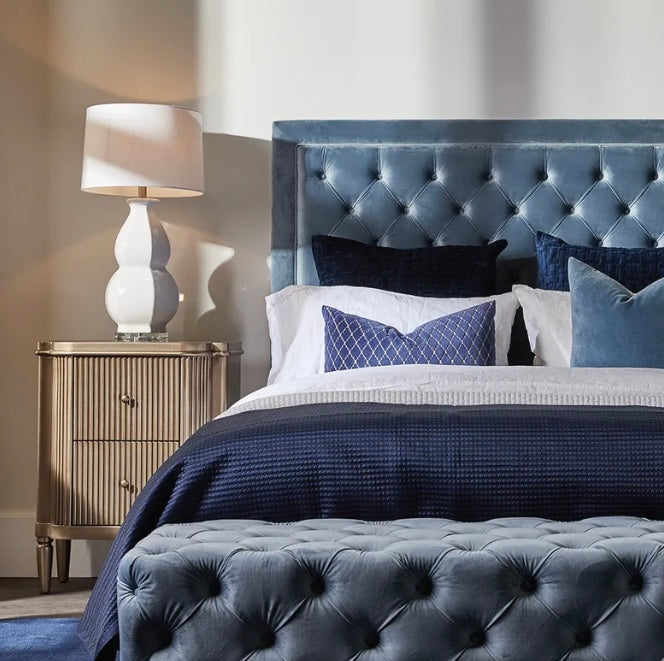 Soho Tufted Bench Ottoman - Dove Grey Velvet