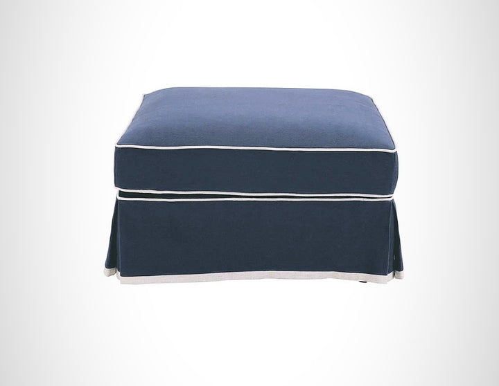 Hampton Ottoman Navy with White Piping