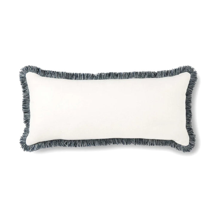 Vera Melange Fringe Long Lumbar Cushion - Blue