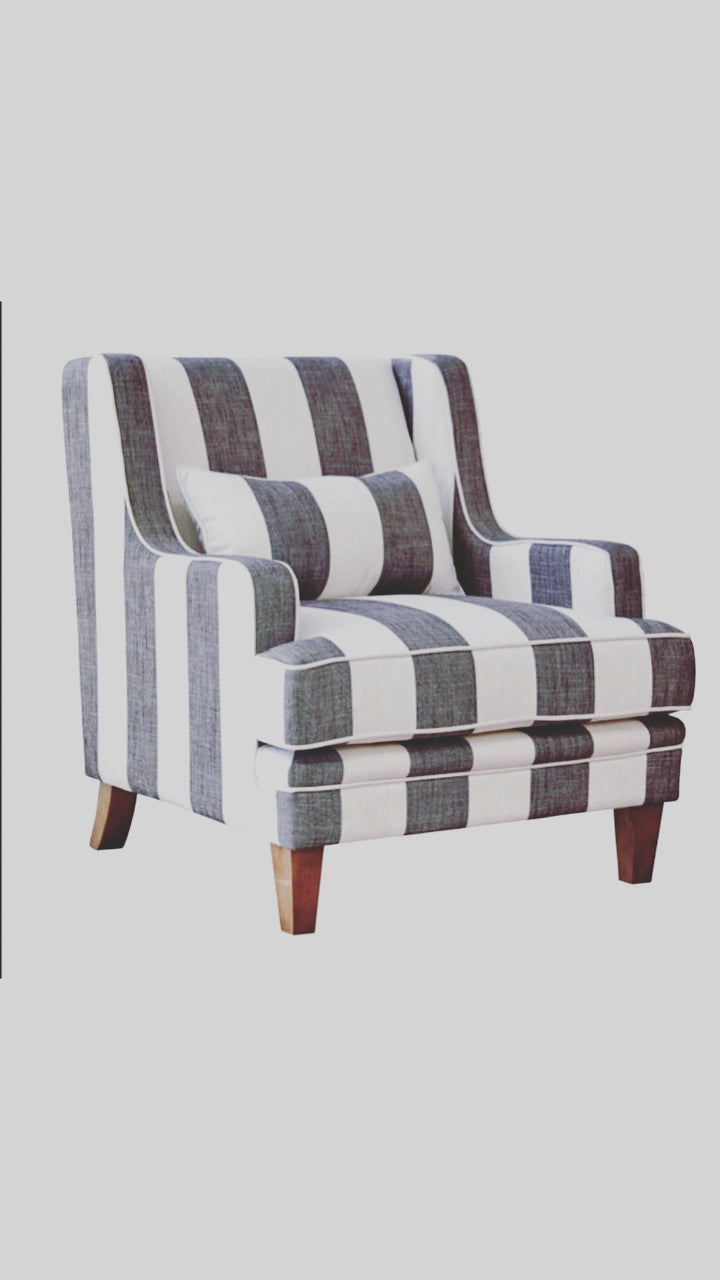 Hudson Grey Stripe Armchair FLOORSTOCK