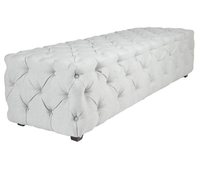Blair Tufted Bench Ottoman - Ice Blue