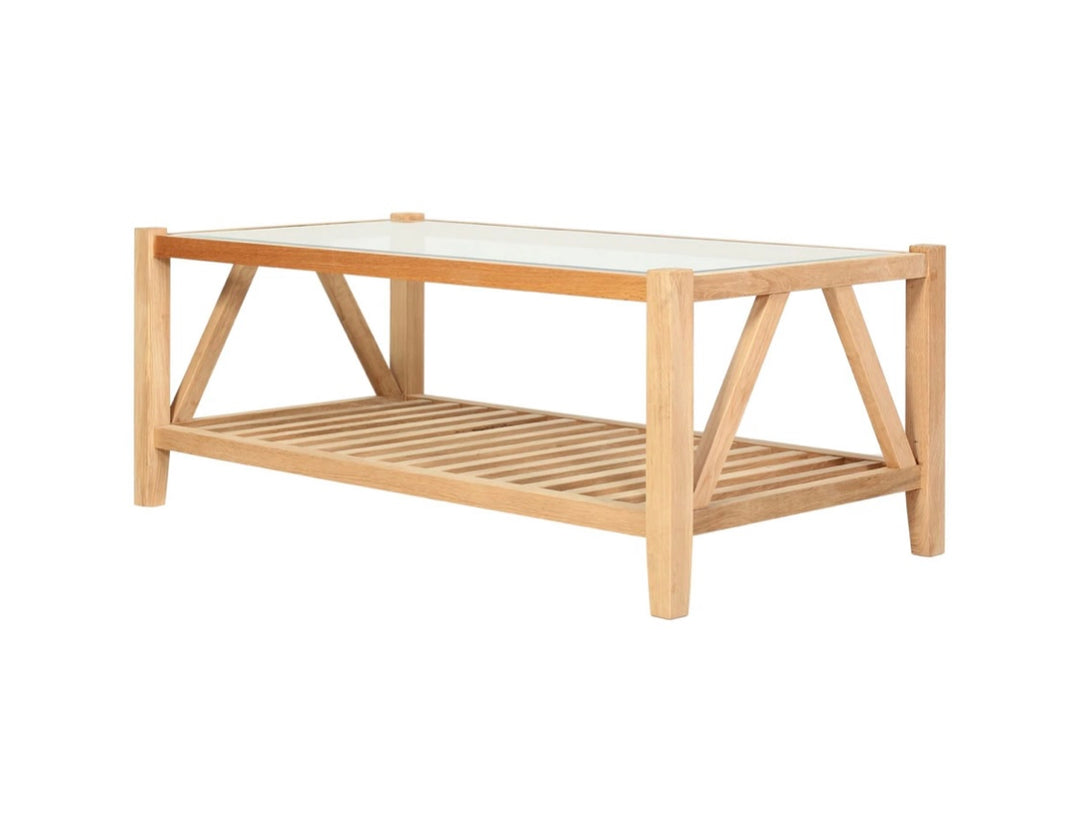 Oslo Oak Glass Top Coffee Table