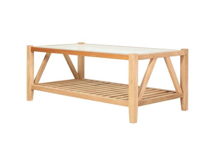 Oslo Oak Glass Top Coffee Table
