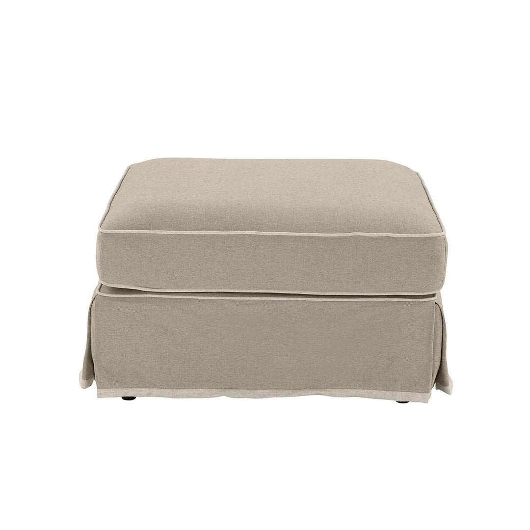 Ottoman Natural with White Piping Square