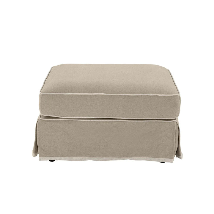 Ottoman Natural with White Piping Square
