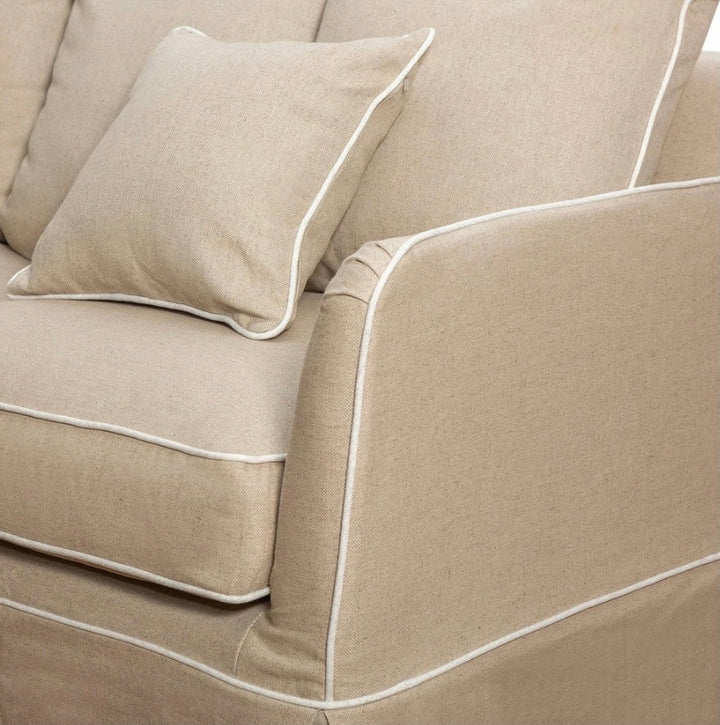 East Hampton Natural white piping 3 Seater Sofa