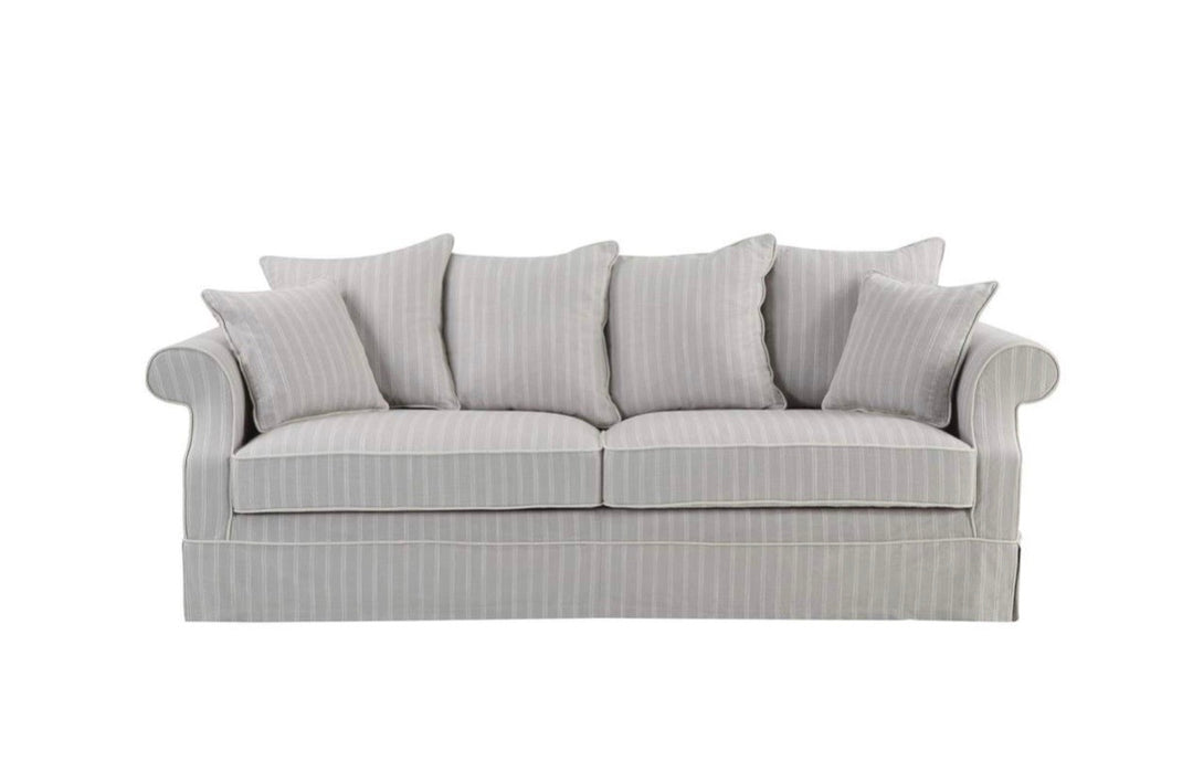 Ayla Hamptons 3 Seater Sofa Silvergrey Stripe