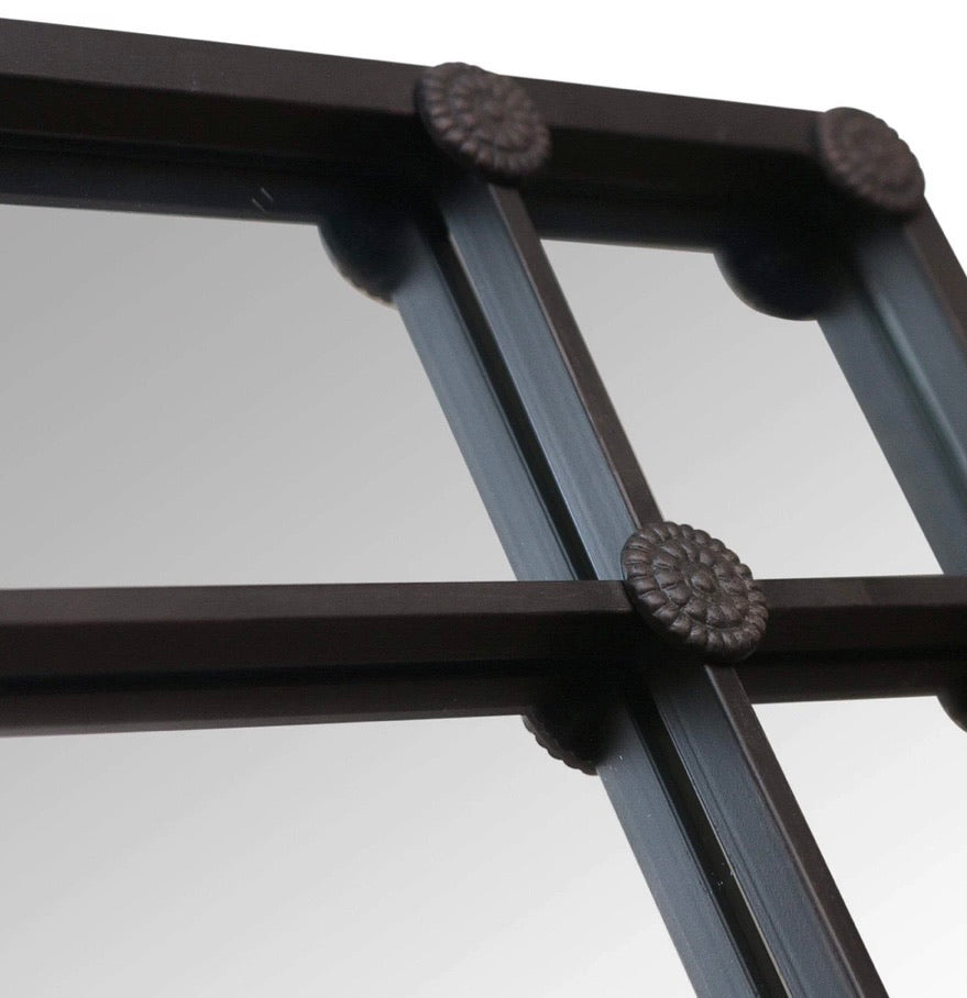 12 Pane Black Rectangle Mirror
