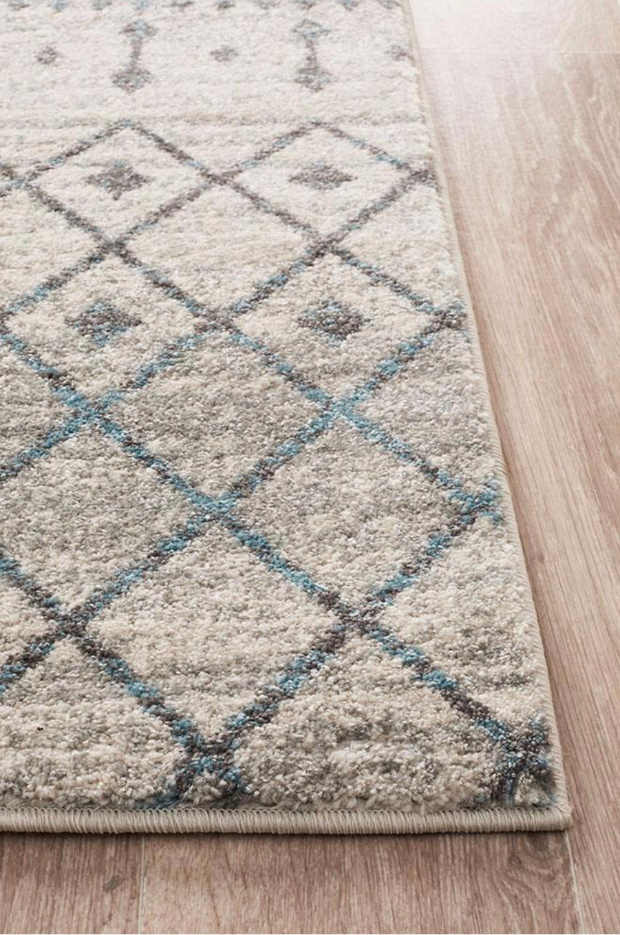 Hamptons White Teal Rug