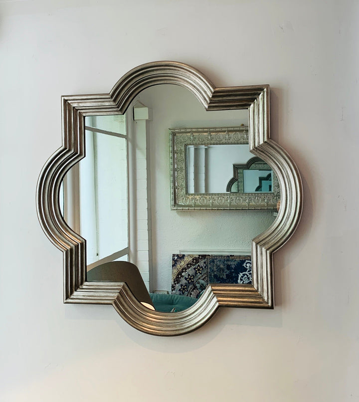 Delux Quatrefoil Antique Silver Mirror Small