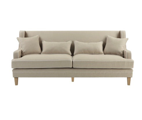 Hudson 3 Seater Sofa Natural with White Piping FLOORSTOCK