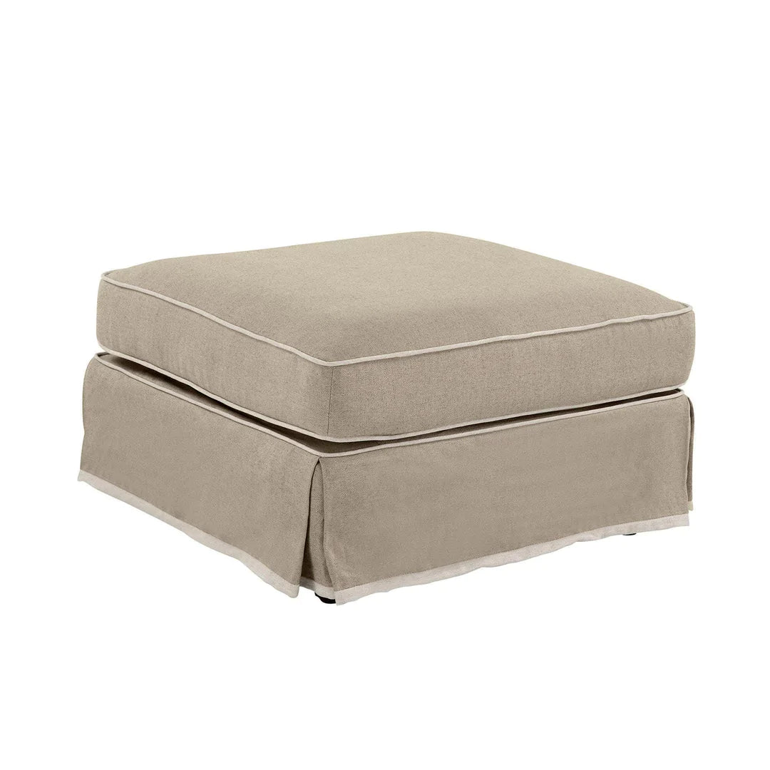 Ottoman Natural with White Piping Square