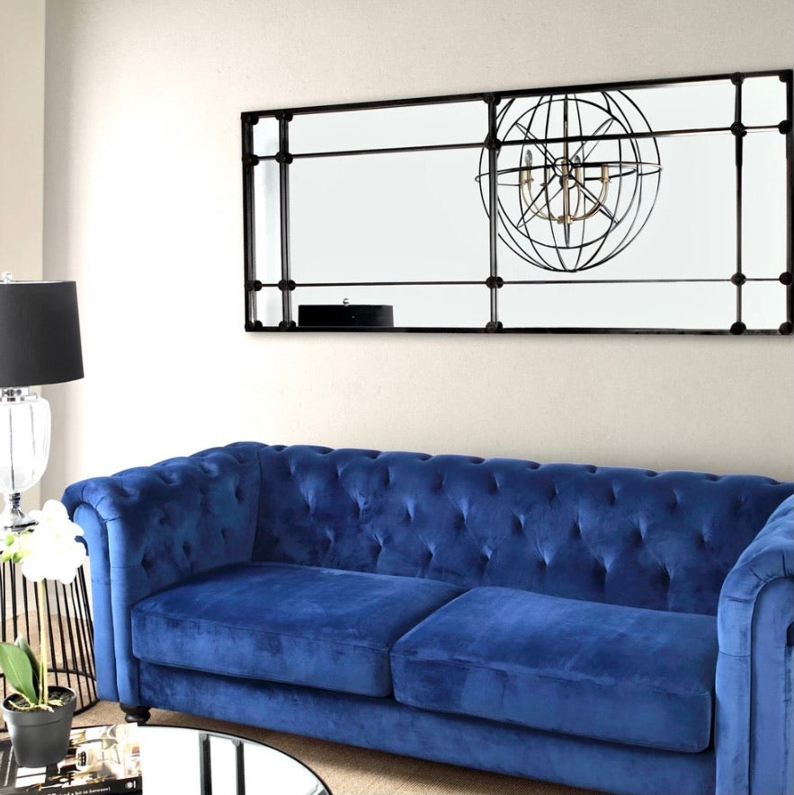 12 Pane Black Rectangle Mirror