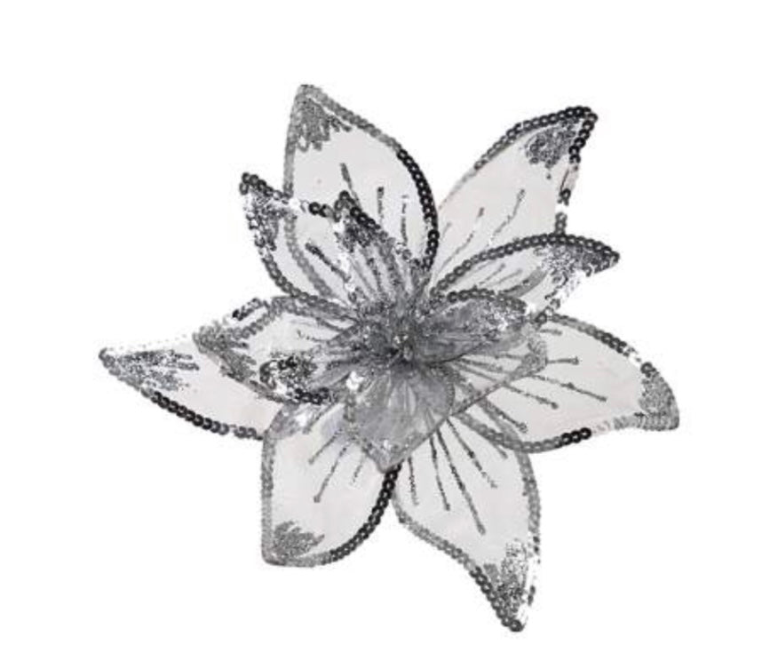 POLY SHEER POINSETTIA SILVER