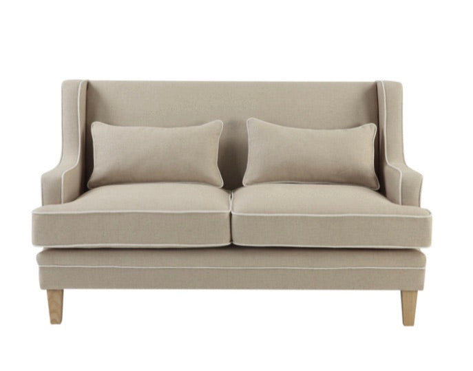 Hudson 2 Seater Sofa Natural with White Piping FLOORSTOCK