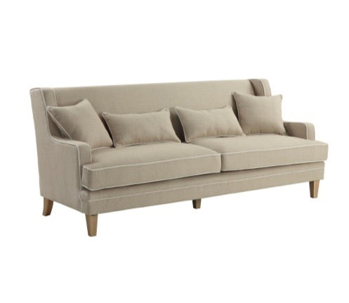 Hudson 3 Seater Sofa Natural with White Piping FLOORSTOCK