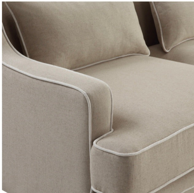 Hudson 2 Seater Sofa Natural with White Piping FLOORSTOCK