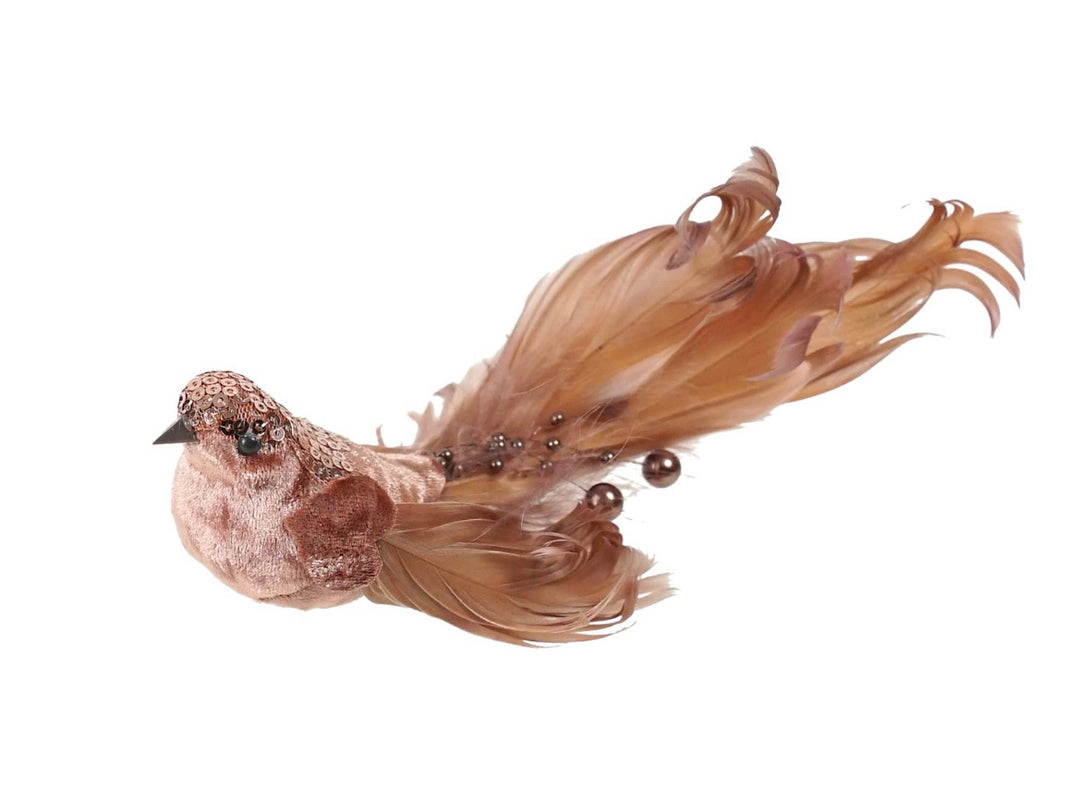 Clip on Bird Bead Spray Dark Pink