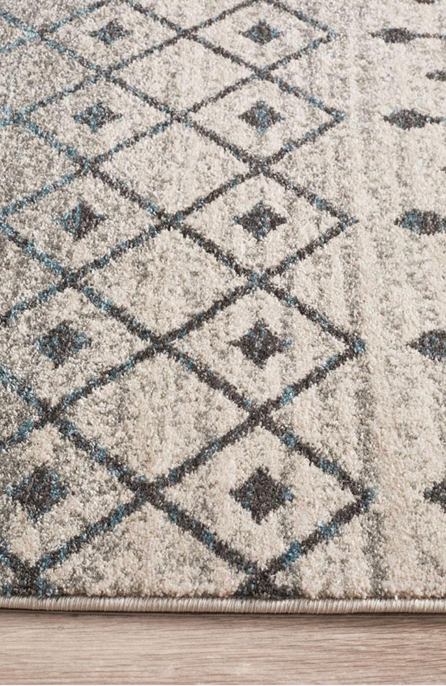 Hamptons White Teal Rug