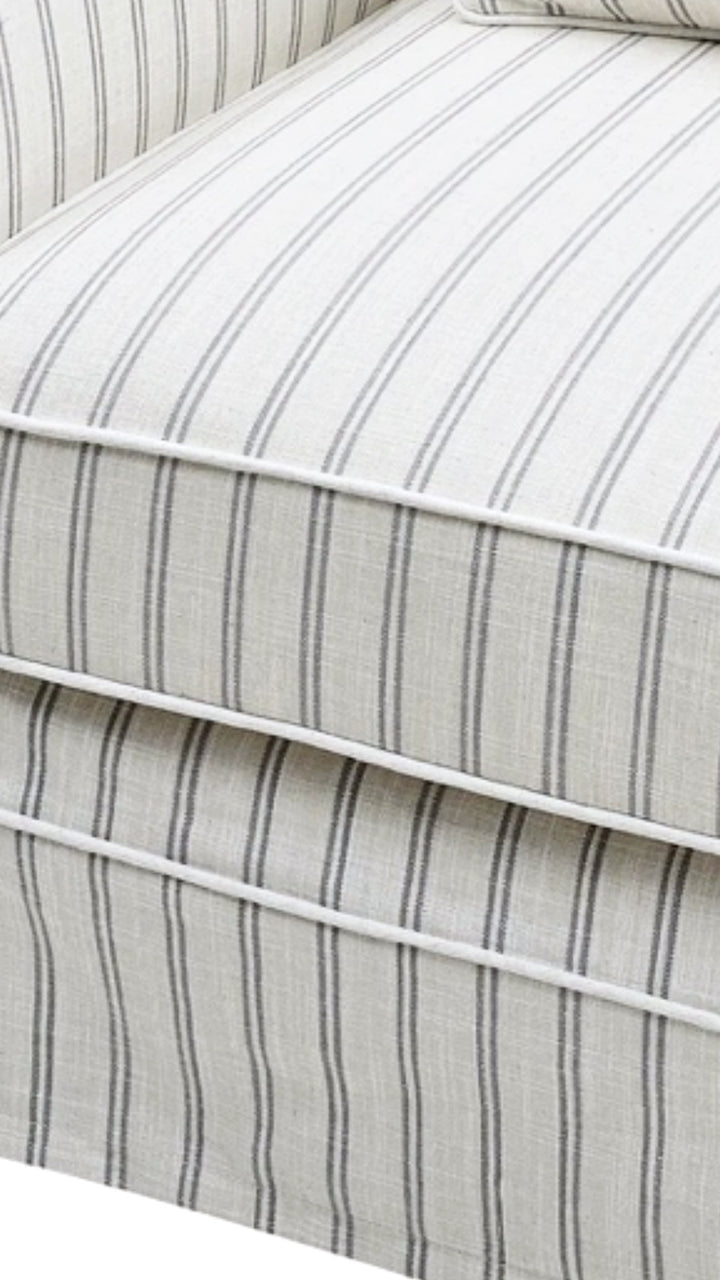 Ayla Hamptons 3 Seater Sofa Stone Stripe