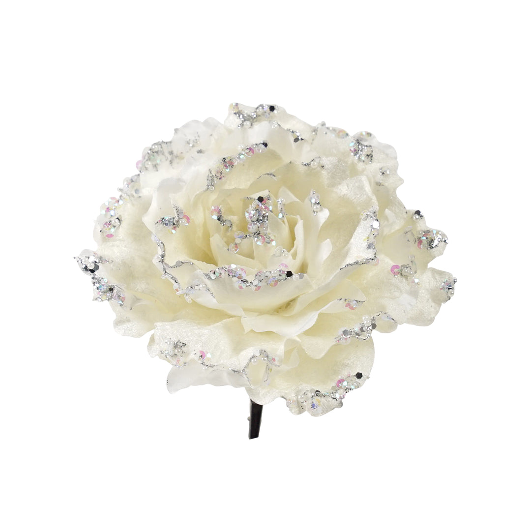 Fabric Clip on Peony White