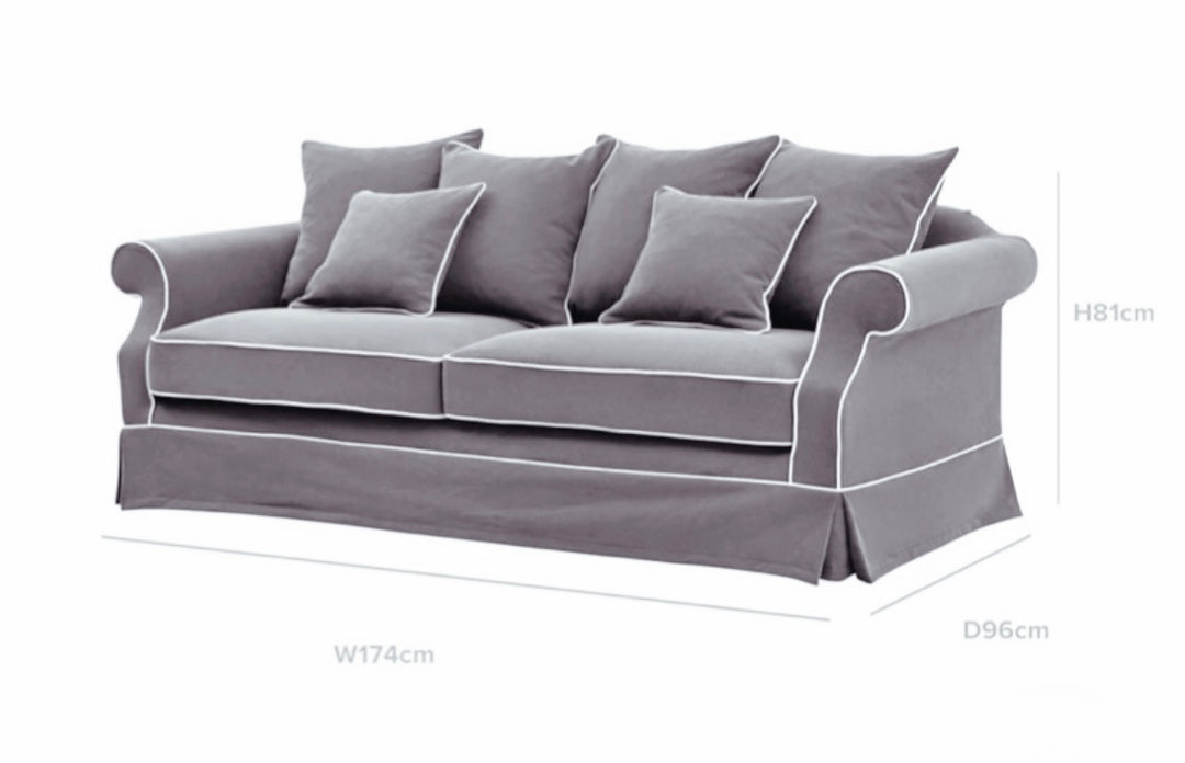 Ayla Hamptons 3 Seater Sofa Grey