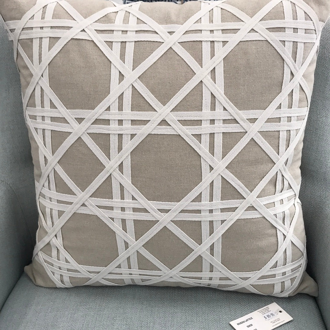 Hamptons Riviera Lattice Beige Cushion