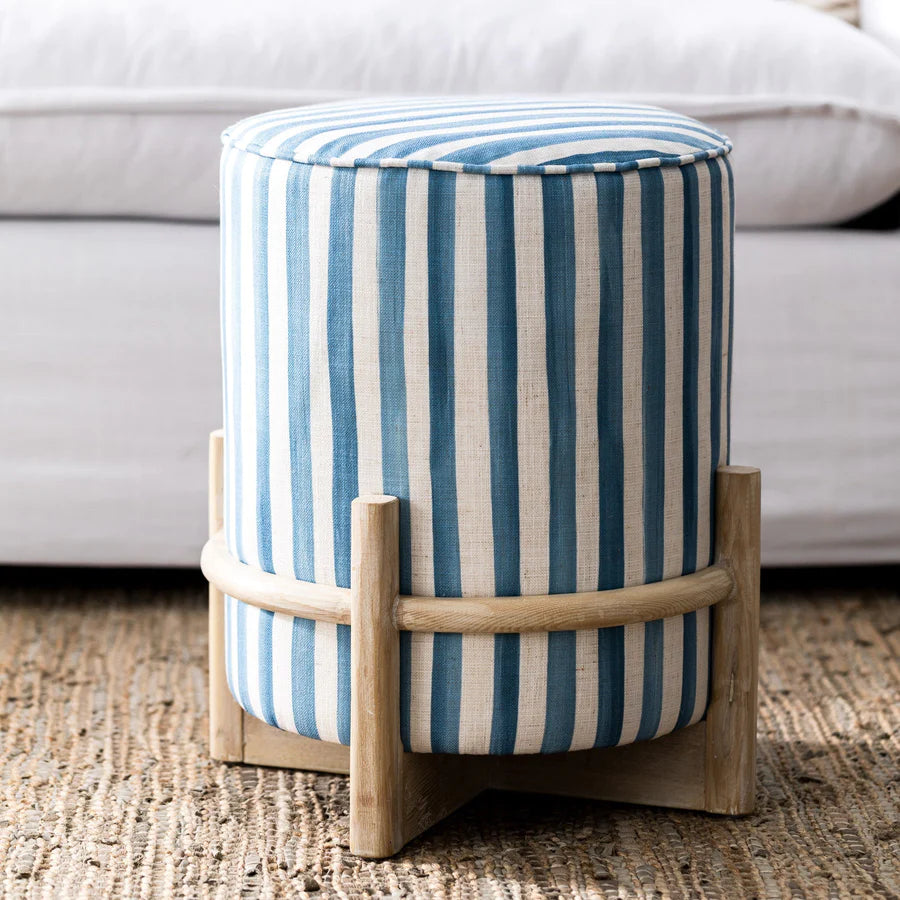 Blue Stripe Ottoman