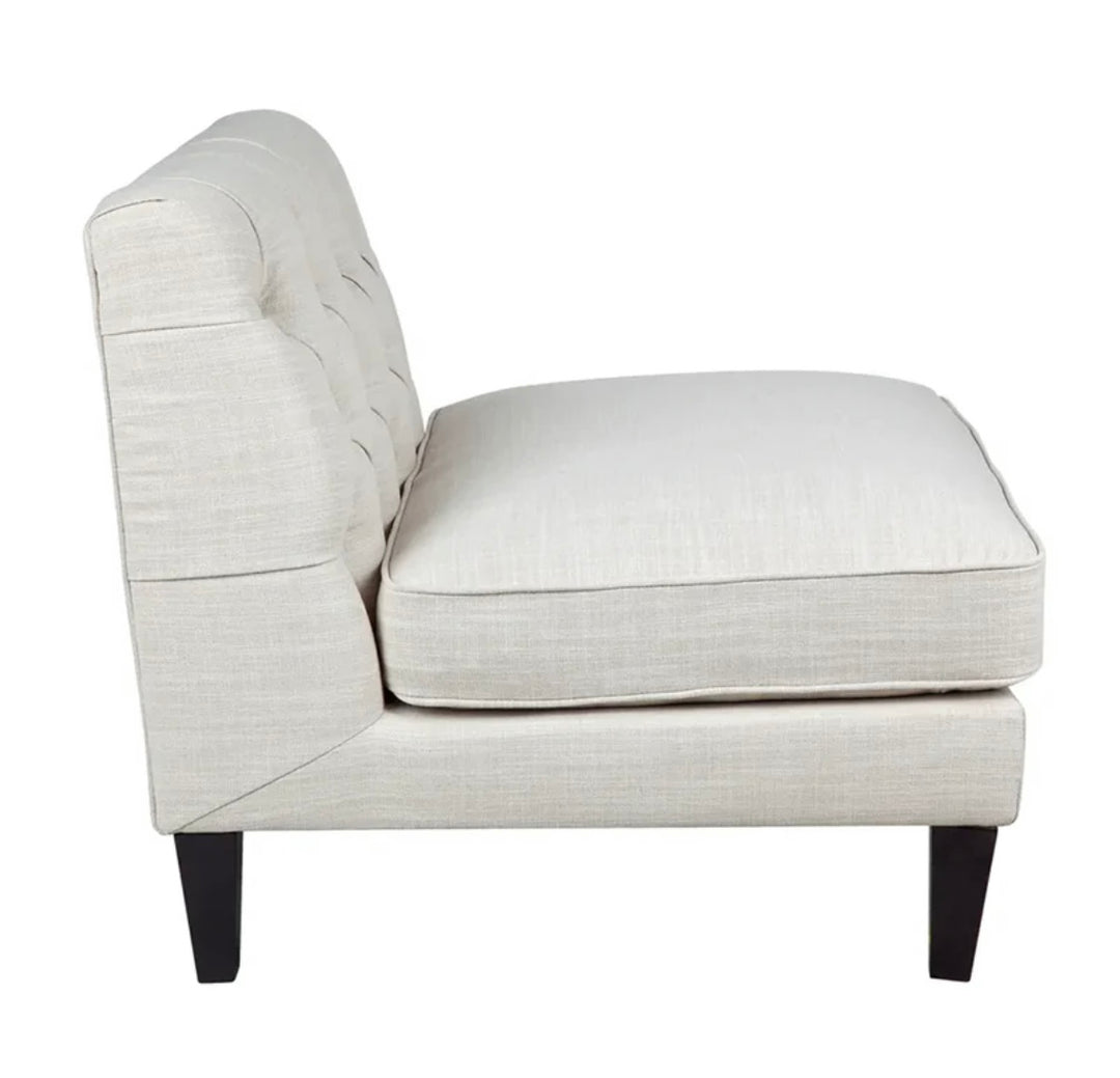 Tuxedo Tufted Slipper Chair - Natural Linen