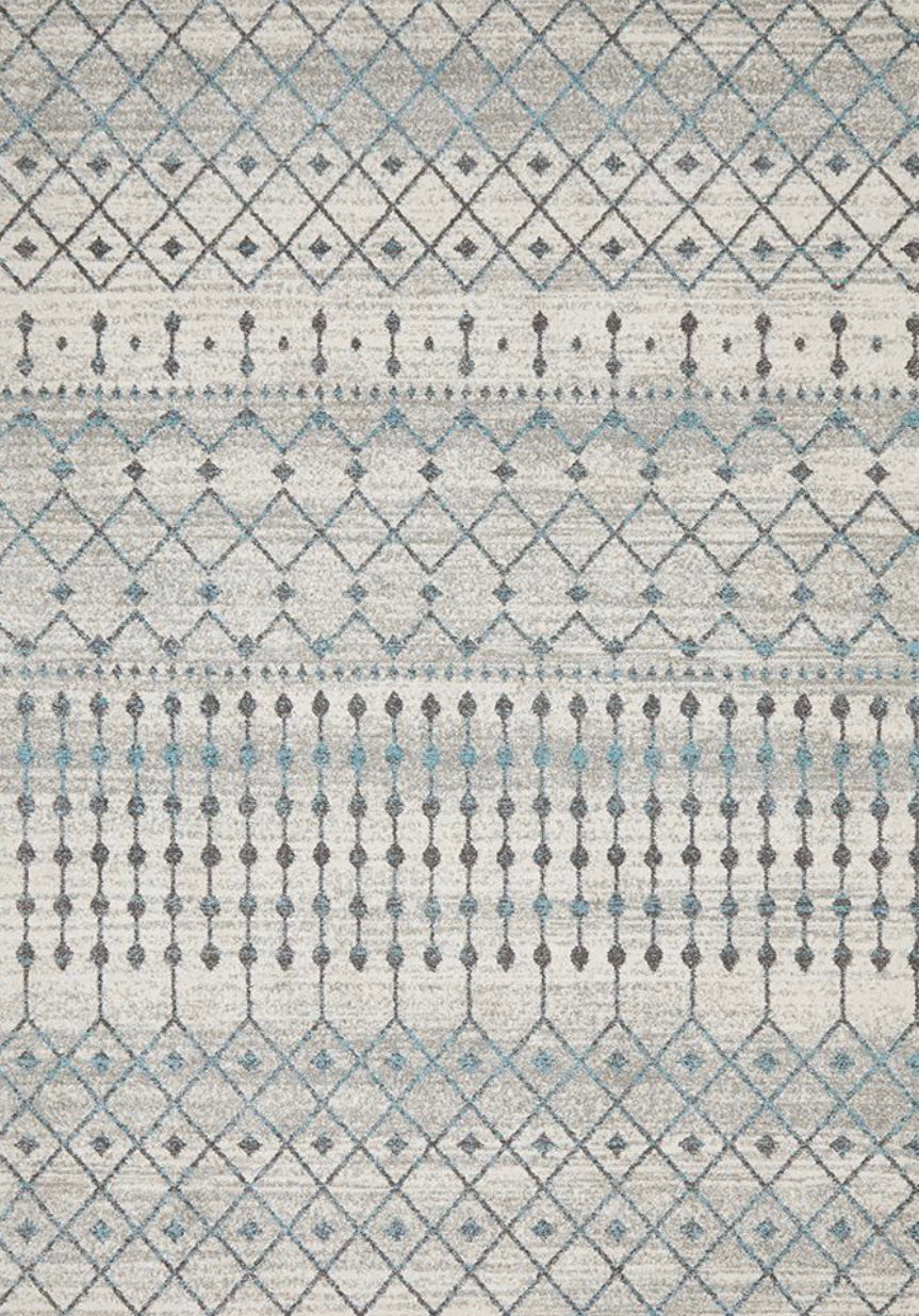 Hamptons White Teal Rug